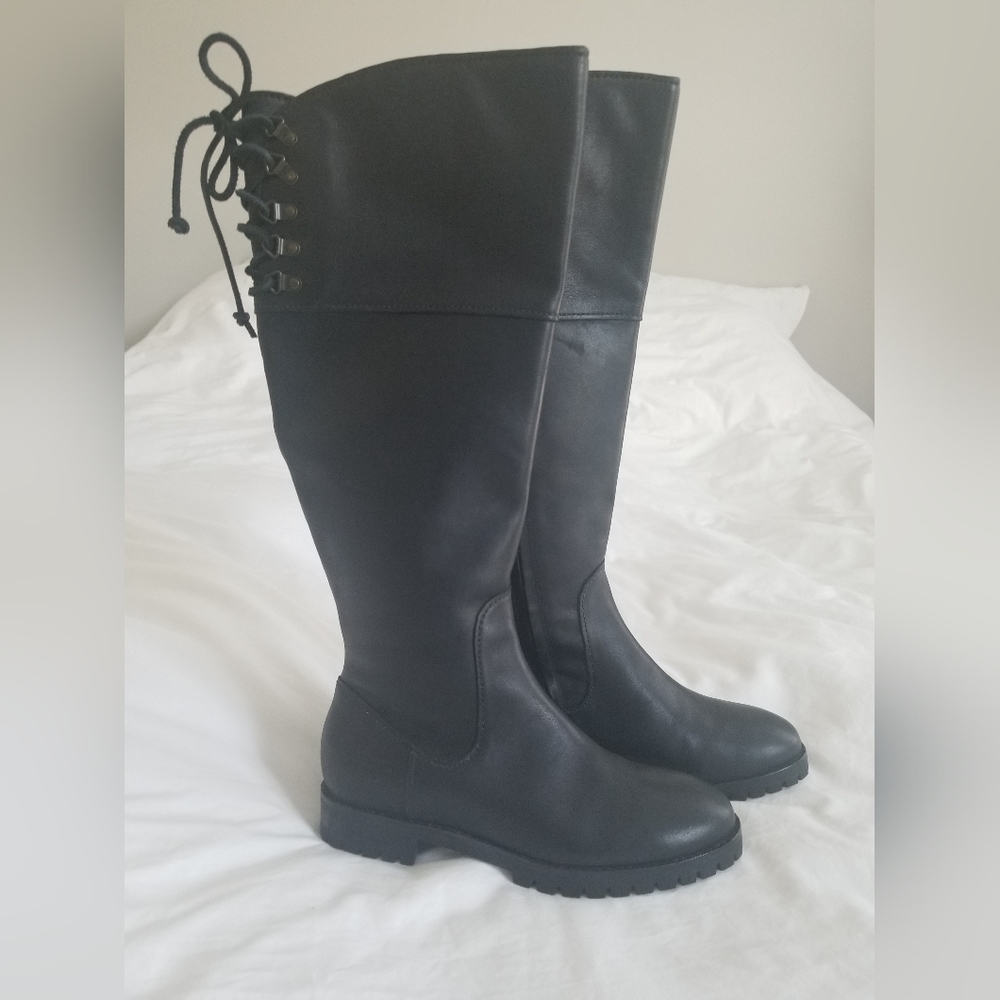 Cole Haan black leather waterproof nike air knee high boots, Brand New